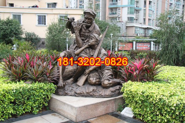 艱苦歲月銅雕，校園銅雕，八路軍戰(zhàn)士銅雕