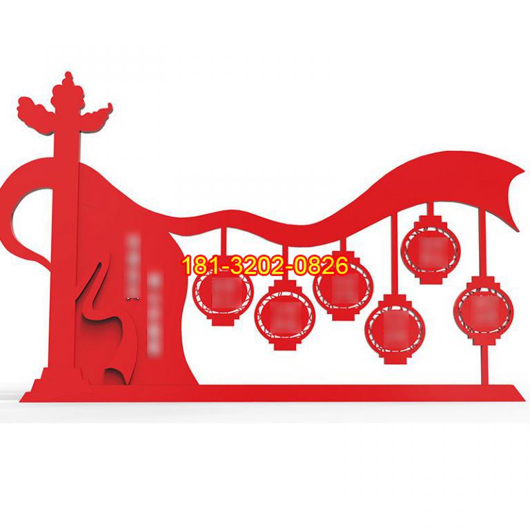 不銹鋼剪影燈籠華表社會(huì)主義核心價(jià)值觀雕塑